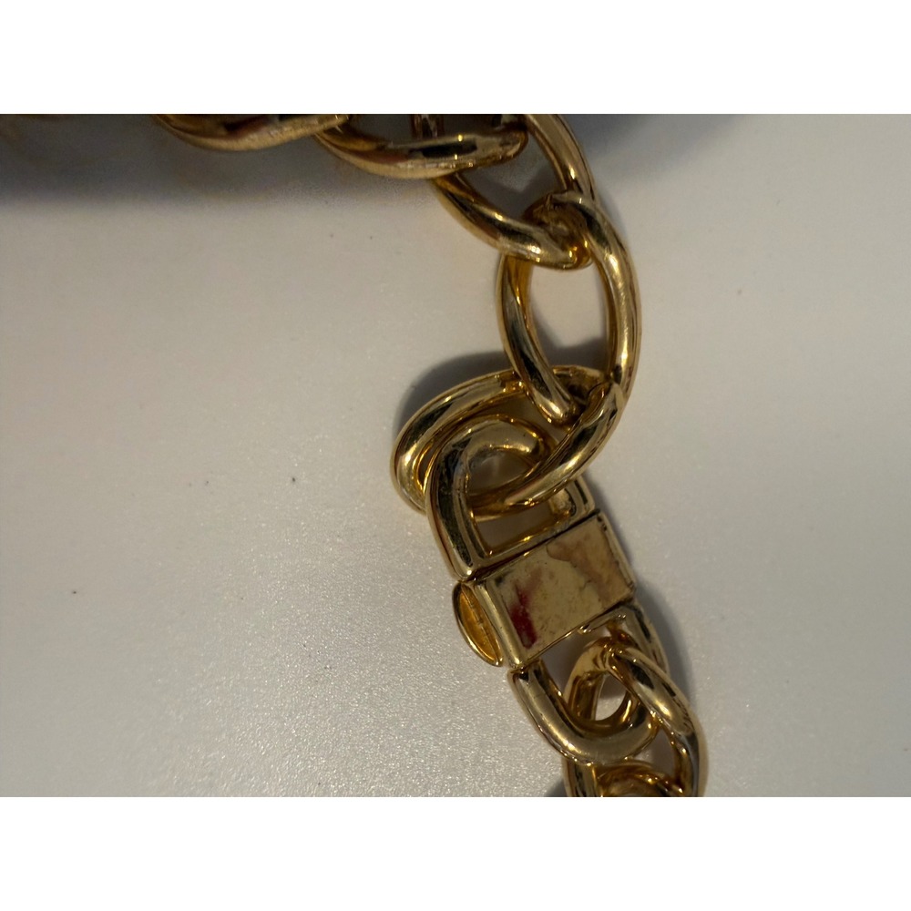 Vintage Monet Red Enamel Gold Tone Crescent Statement Collar Necklace 18 Inch - Picture 2 of 4